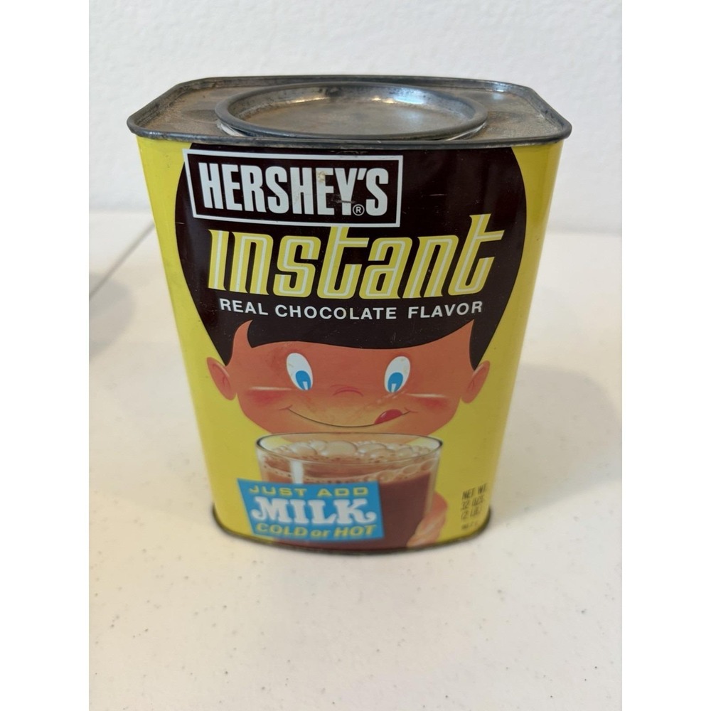 Vintage Hershey's Instant Chocolate Tin - History- 32 Oz- No Bar Code